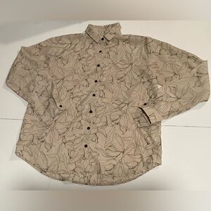 SHEIN Tan Floral Button Down Shirt